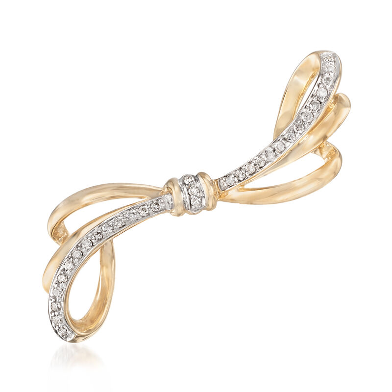 .23 ct. t.w. Diamond Bow Pin in 14kt Yellow Gold image number 0
