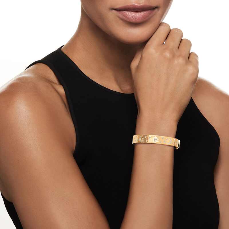 .15 ct. t.w. Diamond Celestial Bangle Bracelet in 18kt Gold Over Sterling image number 1