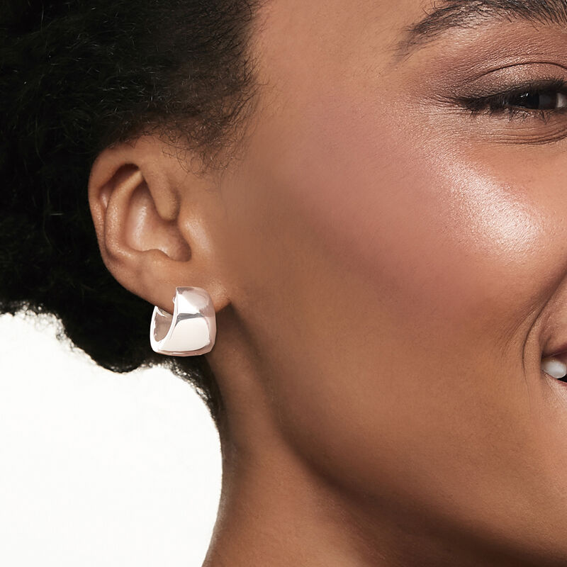 Zina Sterling Silver Huggie Hoop Earrings. 1/2&quot; image number 1