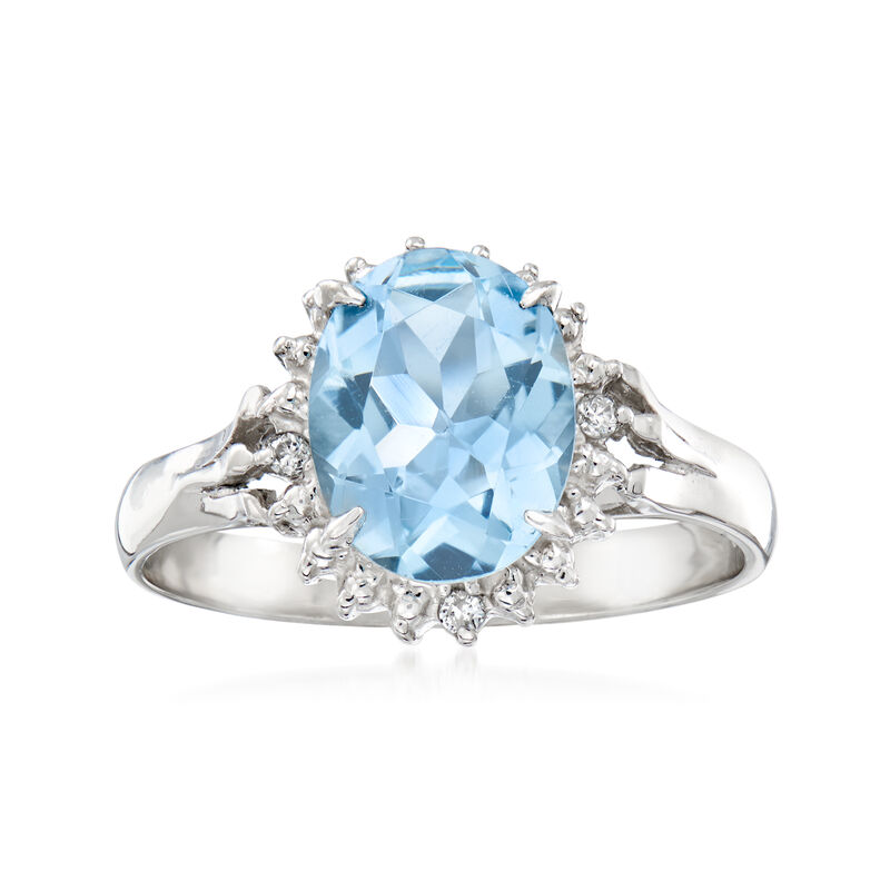 C. 1990 Vintage 1.66 Carat Aquamarine Ring with Diamond Accents in Platinum image number 0