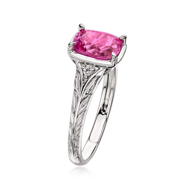 1.90 Carat Lab-Grown Pink Sapphire Ring with Lab-Grown White Sapphires in Sterling Silver image number 2