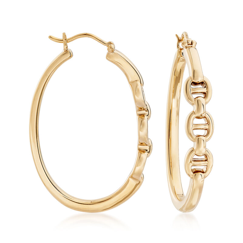 14kt Yellow Gold Mariner-Link Hoop Earrings image number 0