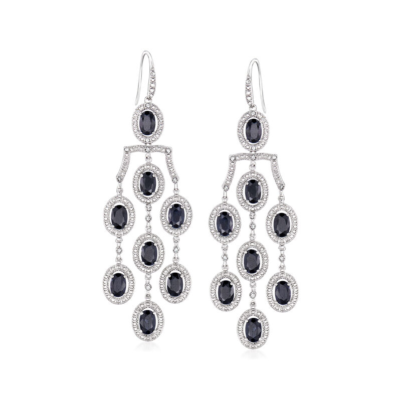 7.50 ct. t.w. Sapphire and .15 ct. t.w. Diamond Chandelier Earrings in Sterling Silver image number 0