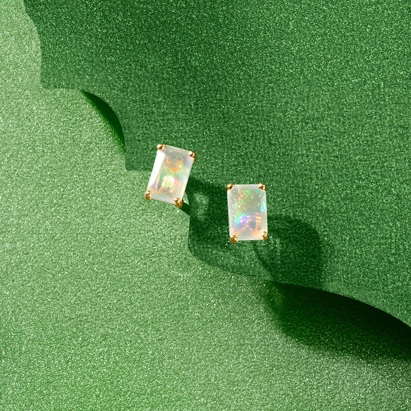 Opal Stud Earrings in 14kt Yellow Gold  image number 2