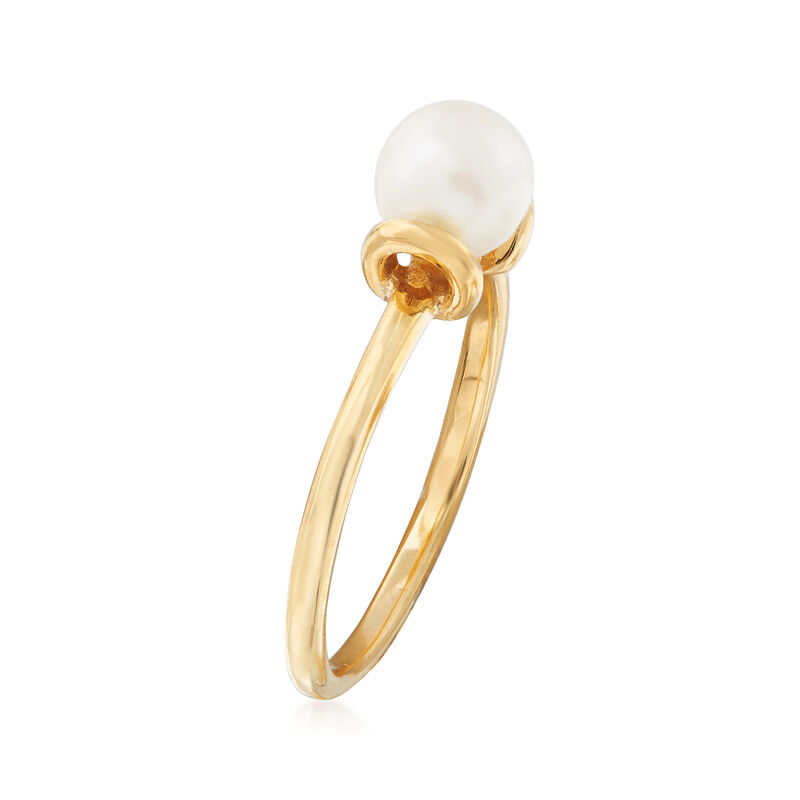 C. 1990 Vintage 6mm Cultured Pearl Ring in 14kt Yellow Gold. Size 6 image number 2