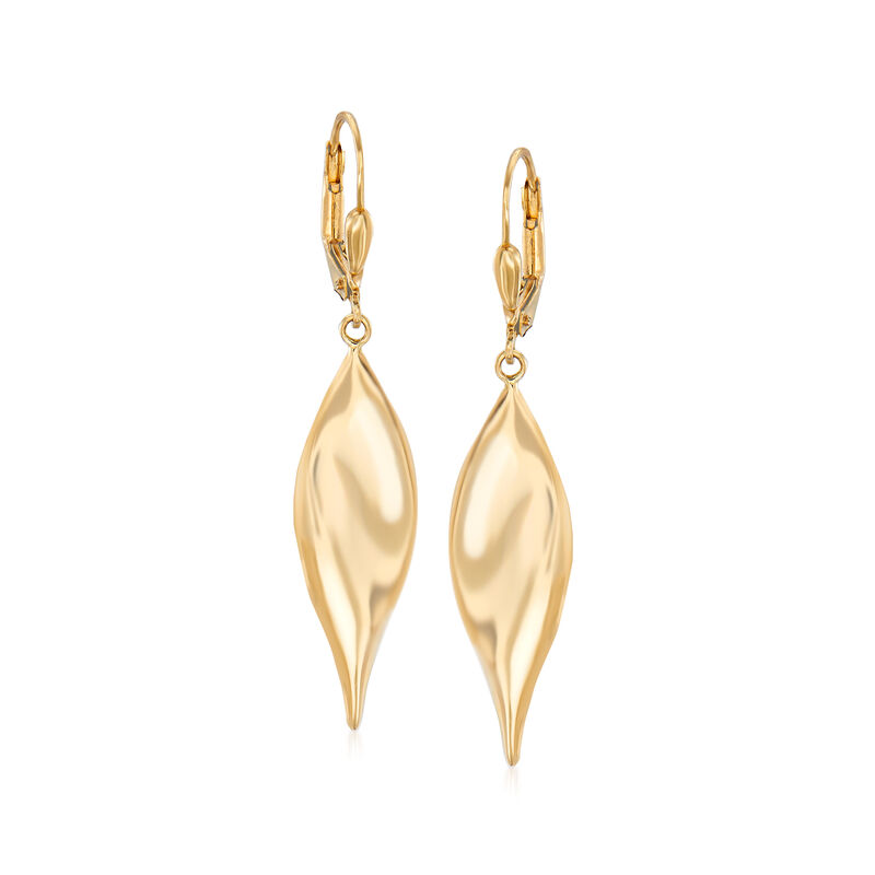 14kt Yellow Gold Curved Teardrop Earrings image number 0