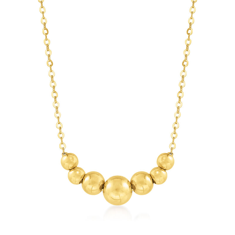 Italian 14kt Yellow Gold Graduated Bead Necklace image number 0