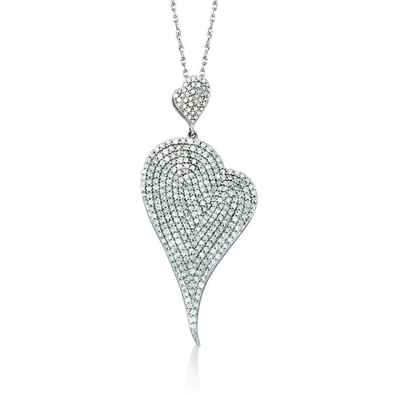 2.00 ct. t.w. Pave Diamond Heart Pendant Necklace in Sterling Silver image number 0