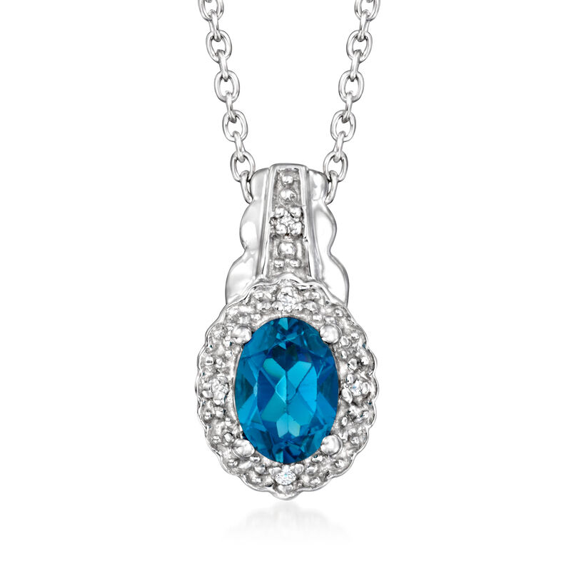 2.80 ct. t.w. London Blue Topaz Jewelry Set with White Topaz Accents: Pendant Necklace, Earrings and Ring in Sterling Silver image number 5