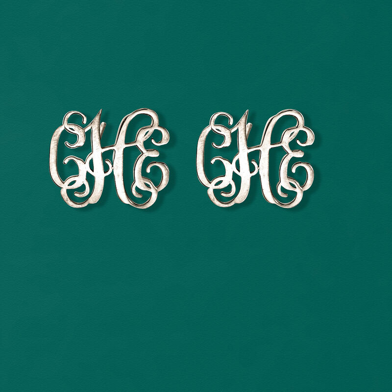Sterling Silver Personalized Monogram Earrings  image number 3