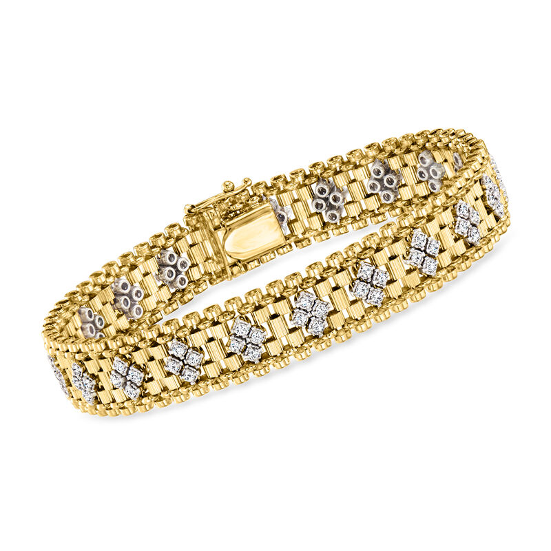 C. 1990 Vintage 1.20 ct. t.w. Diamond Bracelet in 14kt Yellow Gold. 7&quot; image number 0