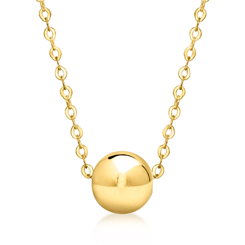 Italian 6mm 14kt Yellow Gold Bead Necklace. 16&quot; image number 1