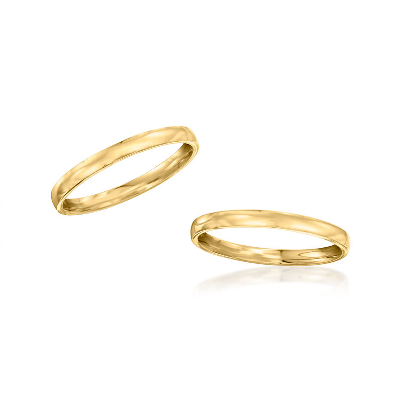 18kt Gold Over Sterling Jewelry Set: Two 2mm Stackable Rings image number 3