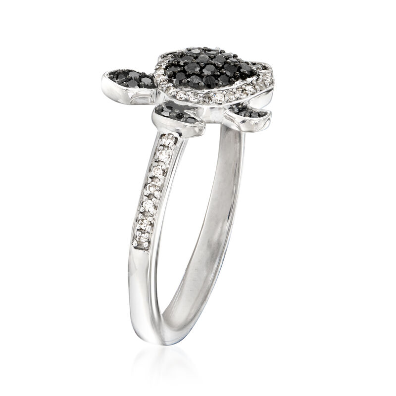 .25 ct. t.w. Black and White Diamond Turtle Ring in Sterling Silver. Size 9 image number 2