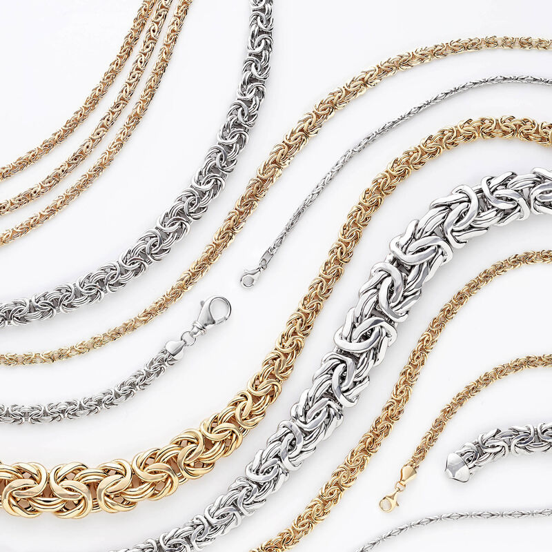 14kt Yellow Gold Graduated Byzantine Necklace image number 2