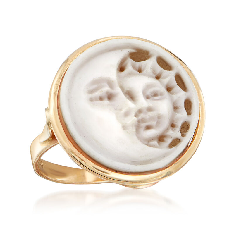 Italian Sun and Moon Shell Cameo Ring in 14kt Yellow Gold image number 3