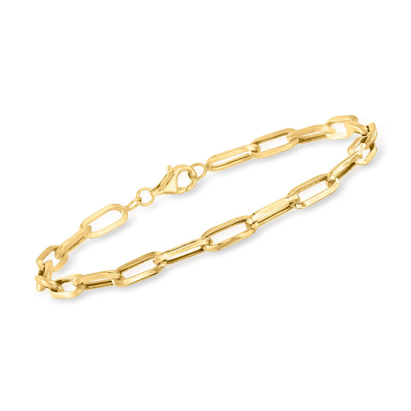 10kt Yellow Gold Paper Clip Link Bracelet image number 0