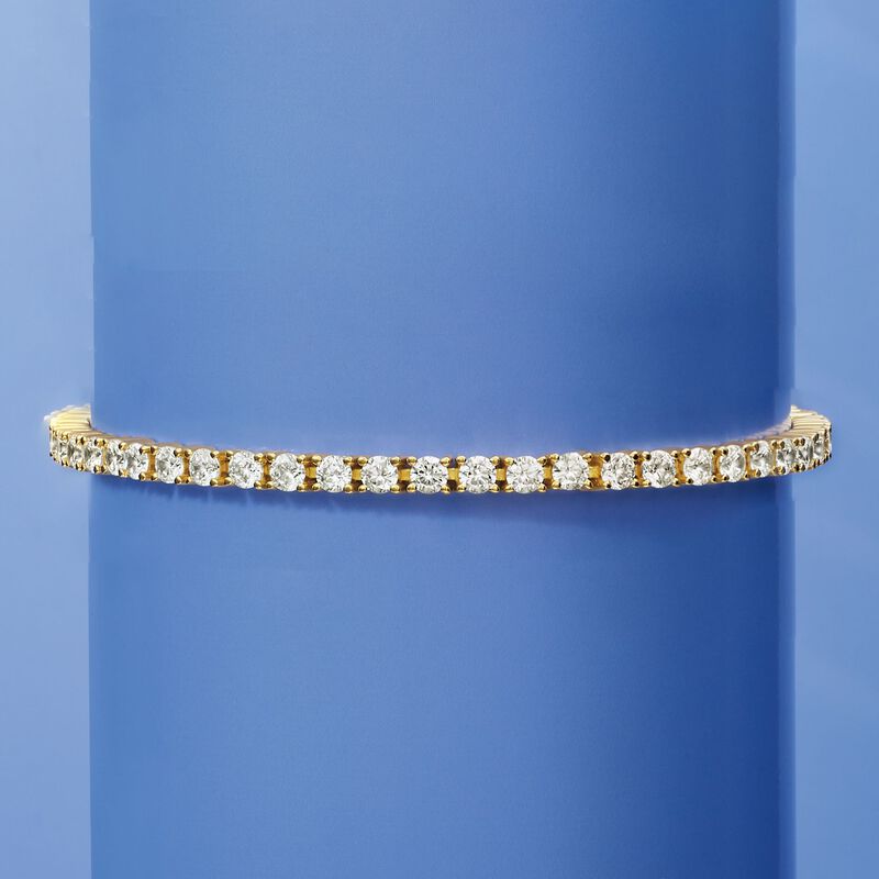 5.00 ct. t.w. CZ Tennis Bracelet in 18kt Gold Over Sterling image number 2