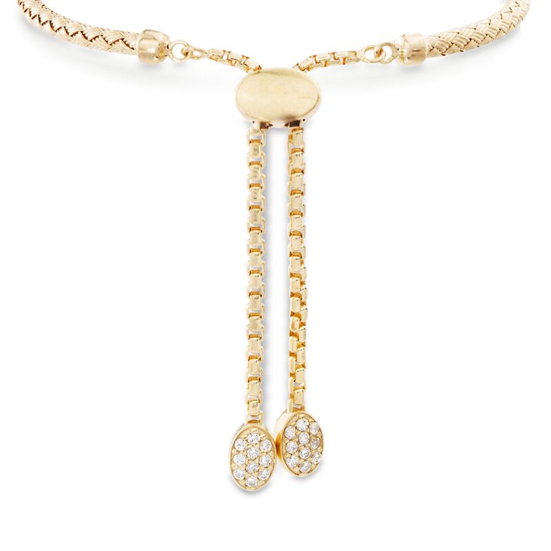 Charles Garnier &quot;Infinity&quot; .50 ct. t.w. CZ Bolo Bracelet in Two-Tone Sterling Silver. 7&quot; image number 2
