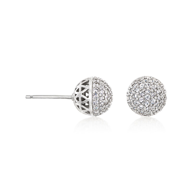 .90 ct. t.w. CZ Ball Earrings in Sterling Silver image number 0