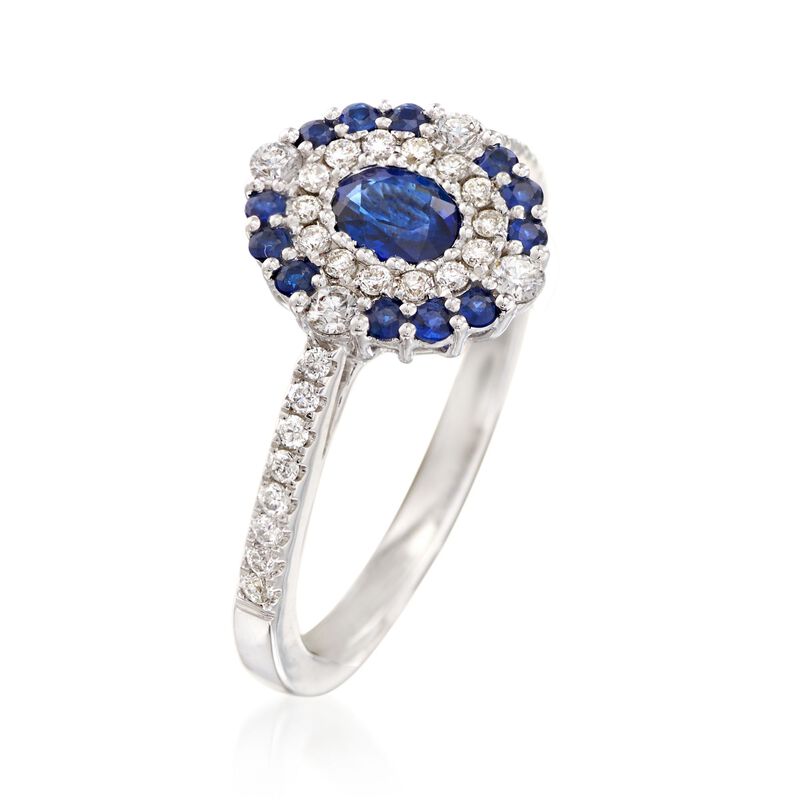 Gregg Ruth .50 ct. t.w. Sapphire and .35 ct. t.w. Diamond Ring in 18kt White Gold image number 2