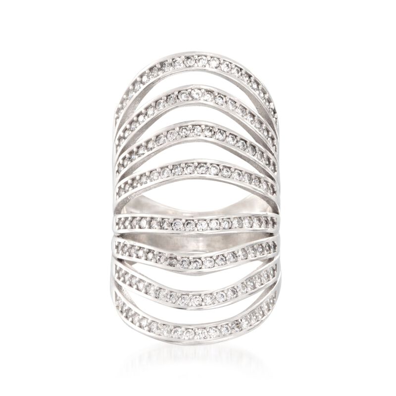 1.36 ct. t.w. CZ Multi-Row Knuckle Ring in Sterling Silver image number 0