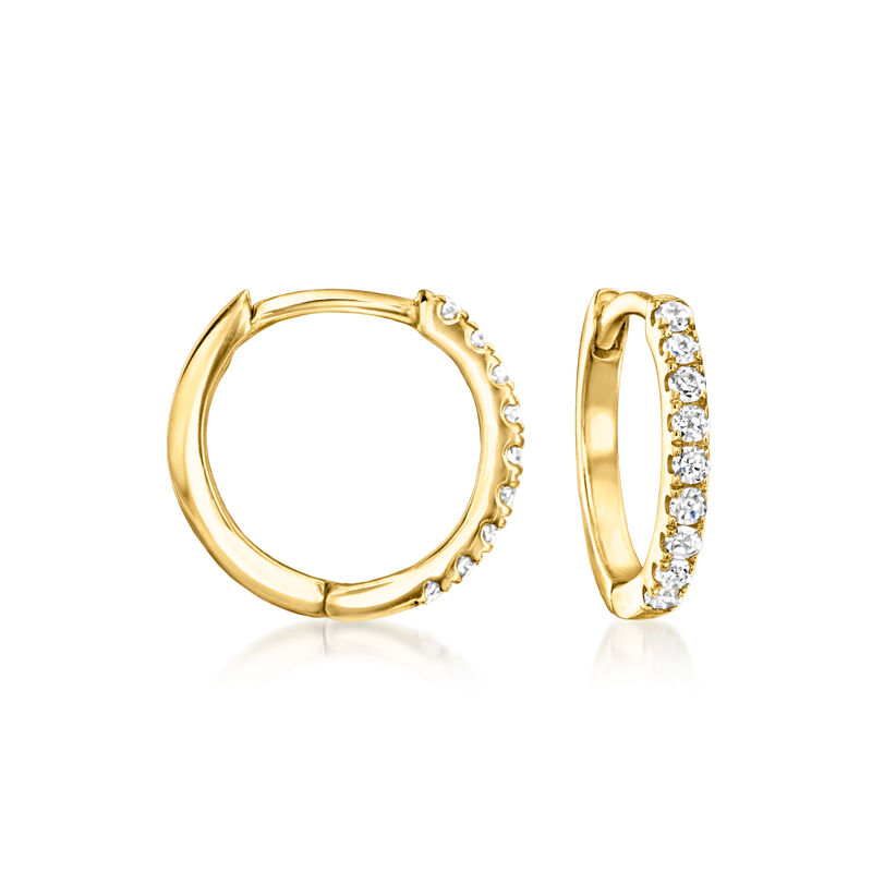 .15 ct. t.w. Diamond Charm-Compatible Huggie Hoop Earrings in 14kt Yellow Gold. 3/8&quot; image number 0