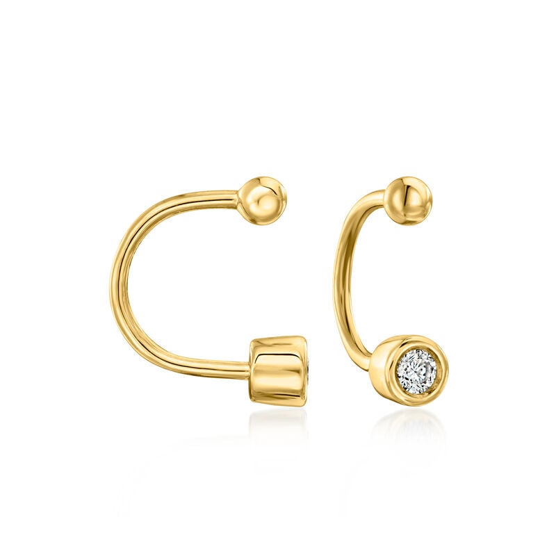 .10 ct. t.w. Lab-Grown Diamond U-Hoop Earrings in 10kt Yellow Gold. 3/8" image number 0