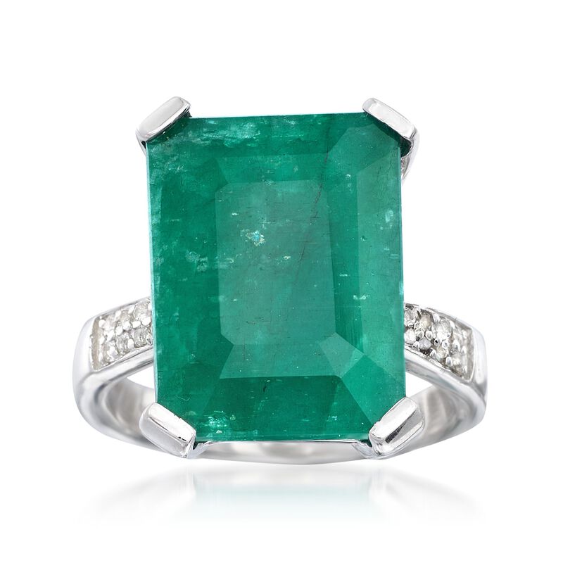 Green Beryl and .13 ct. t.w. White Topaz Ring in Sterling Silver image number 0