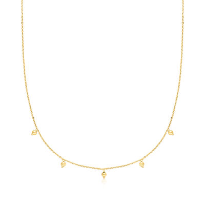 Italian 14kt Yellow Gold Bead Station Necklace
