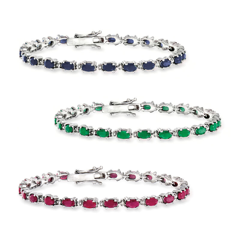 20.45 ct. t.w. Multi-Gemstone and Diamond Jewelry Set: Three Bracelets in Sterling Silver. 7.25&quot; image number 0
