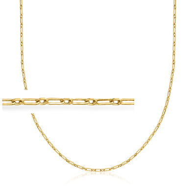 Italian 14kt Yellow Gold Alternating Cable and Paper Clip Link Necklace