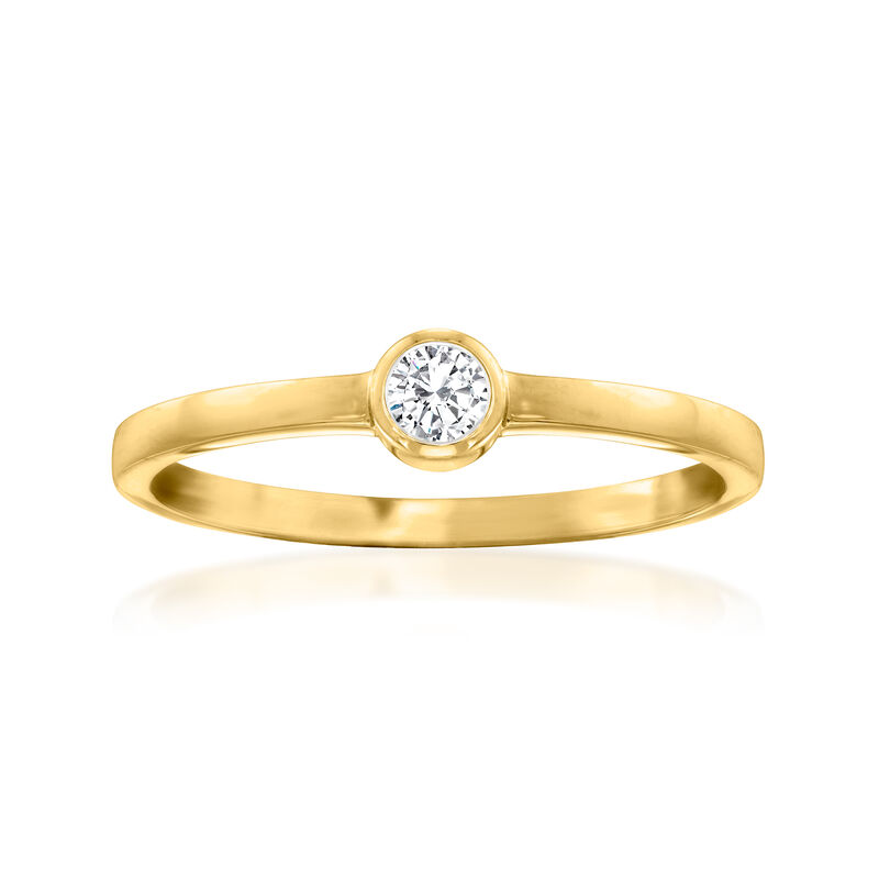 10 Carat Bezel-Set Diamond Solitaire Ring in 14kt Yellow Gold