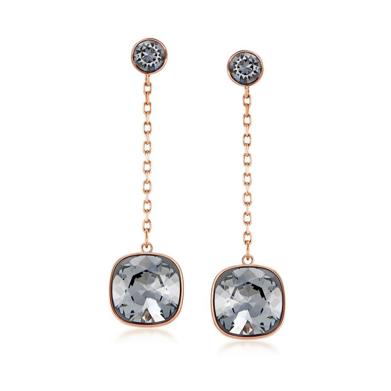 Swarovski Crystal &quot;Latitude&quot; Black Crystal Drop Earrings in Gold Plate image number 0