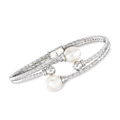 7-8mm Cultured Pearl Cuff Bracelet in Sterling Silver