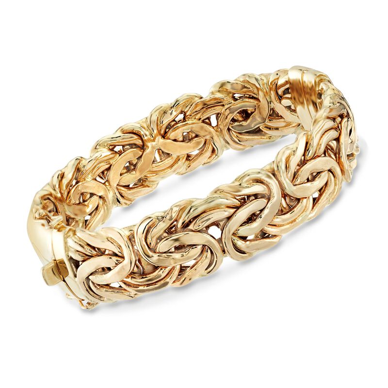 14kt Yellow Gold Byzantine Bangle Bracelet. 7&quot; image number 0