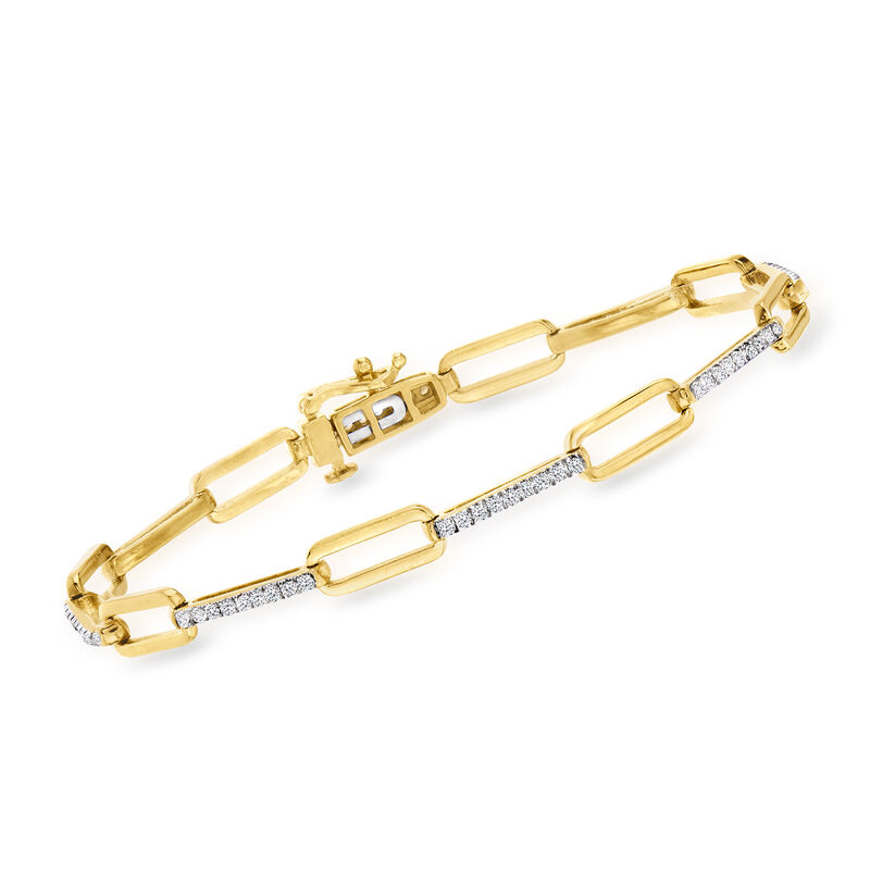 .50 ct. t.w. Diamond Paper Clip Link Bracelet in 18kt Gold Over Sterling image number 0