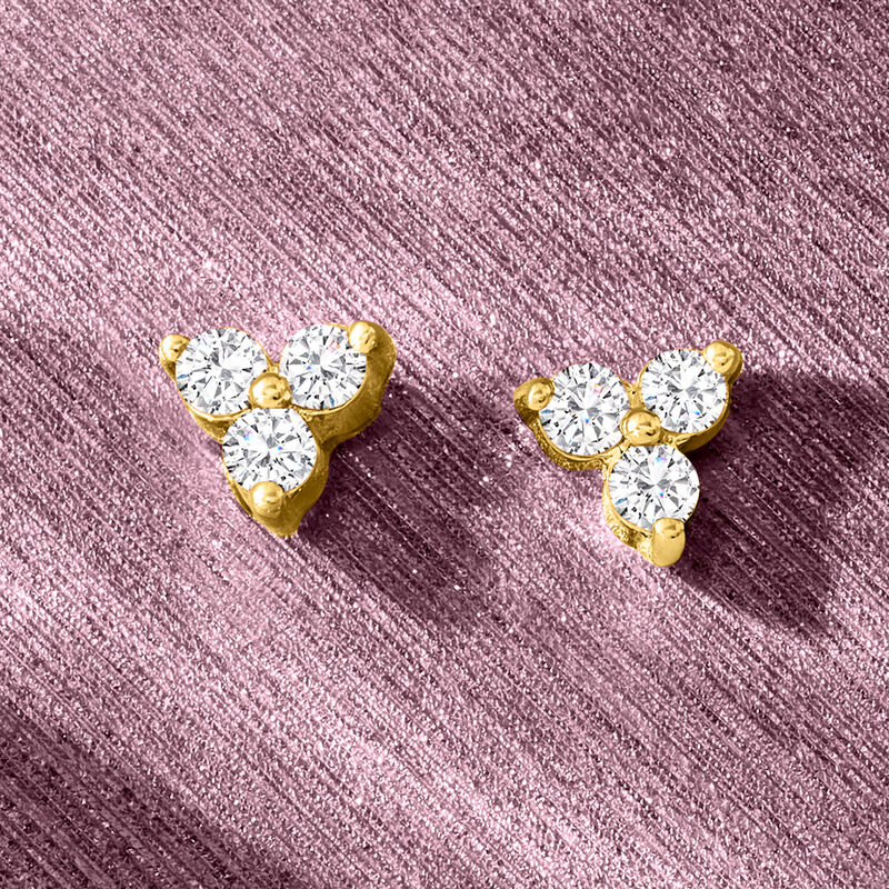 .20 ct. t.w. Diamond Three-Stone Earrings in 14kt Yellow Gold  image number 1