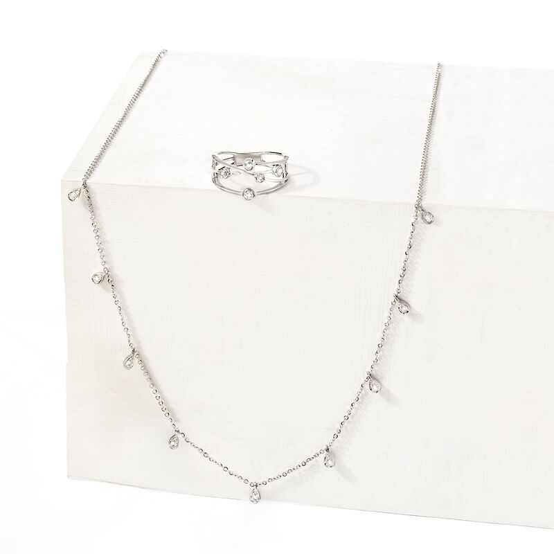 .28 ct. t.w. Diamond Station Necklace in 14kt White Gold. image number 4
