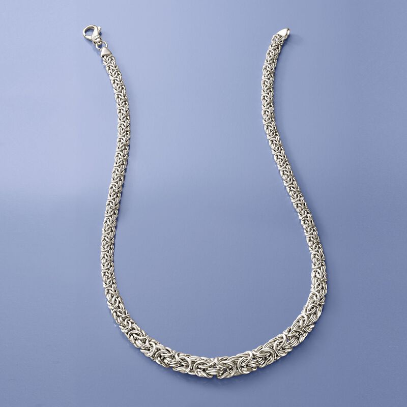 Sterling Silver Graduated Byzantine Necklace image number 3