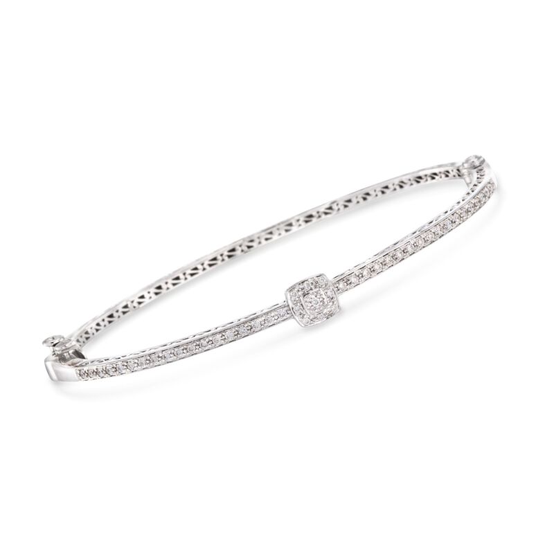 ALOR .42 ct. t.w. Diamond Bangle Bracelet in 18kt White Gold. 7&quot; image number 0