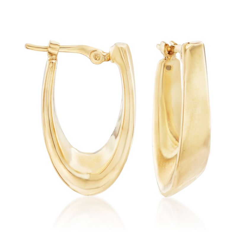 14kt Yellow Gold Oval Hoop Earrings. 5/8&quot; image number 0
