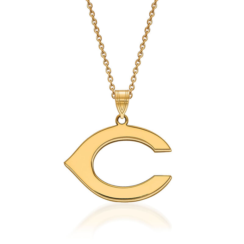 14kt Yellow Gold MLB Cincinnati Reds Pendant Necklace. 18&quot; image number 0