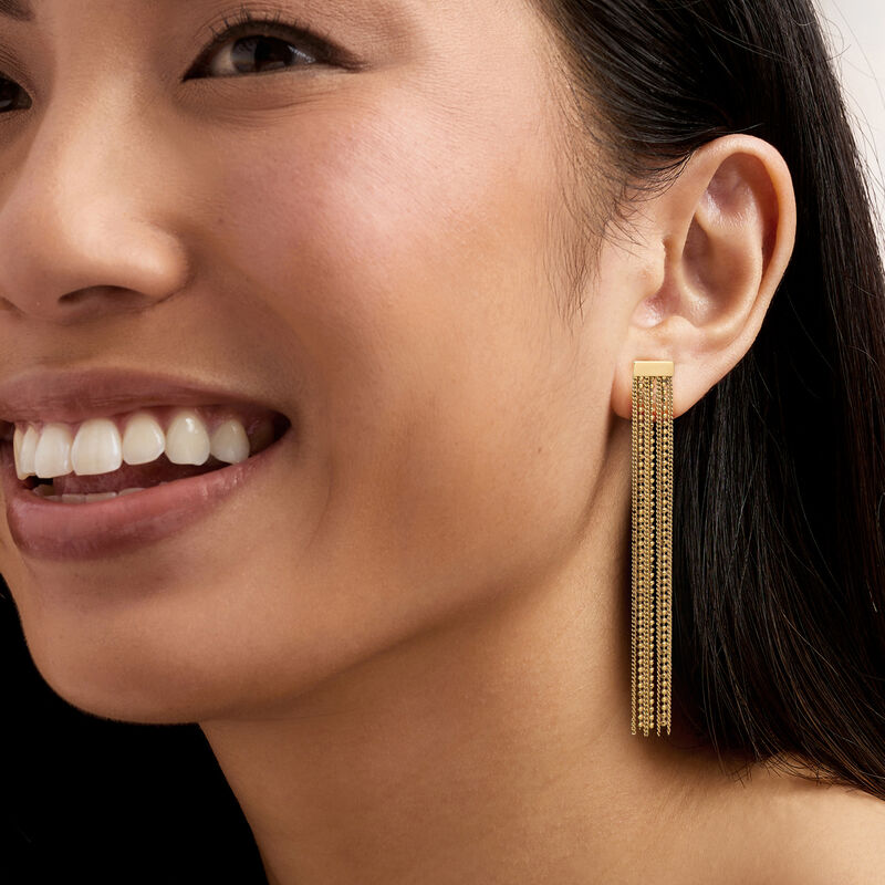 Italian 18kt Gold Over Sterling Tassel Drop Earrings image number 1