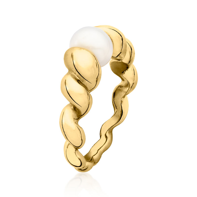 6-6.5mm Cultured Pearl Croissant Ring in 18kt Gold Over Sterling image number 2