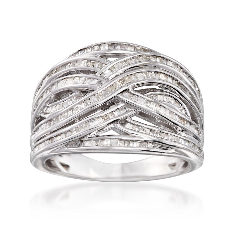 1.00 ct. t.w. Baguette Diamond Highway Ring in Sterling Silver image number 0