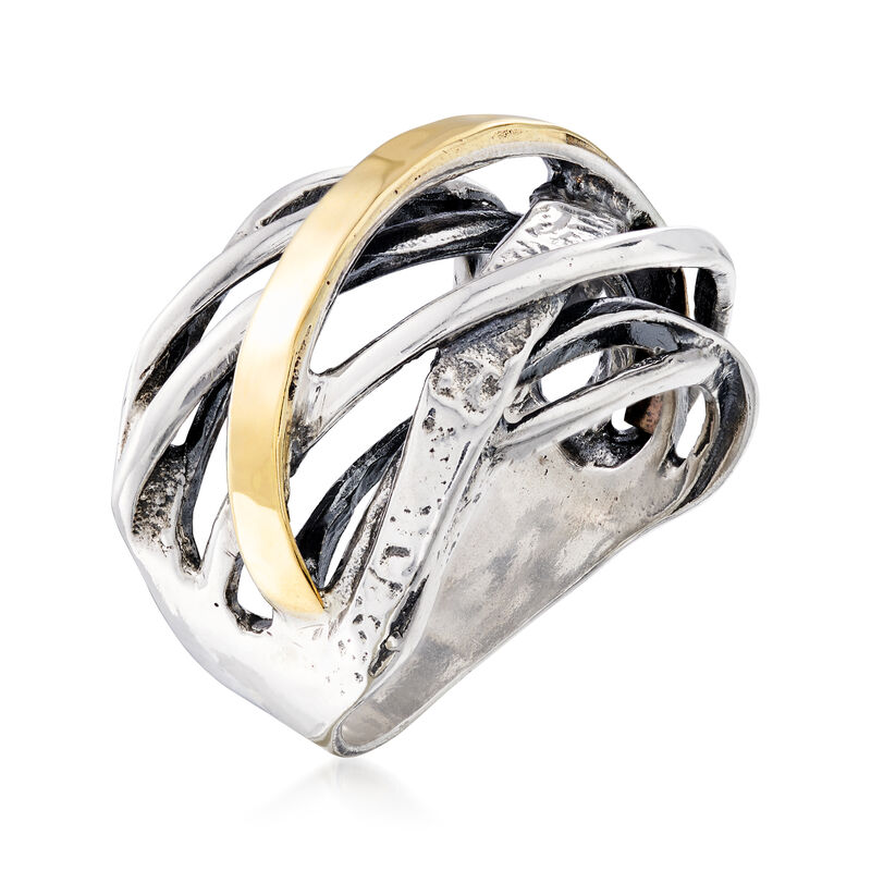 Sterling Silver and 14kt Yellow Gold Highway Ring image number 2