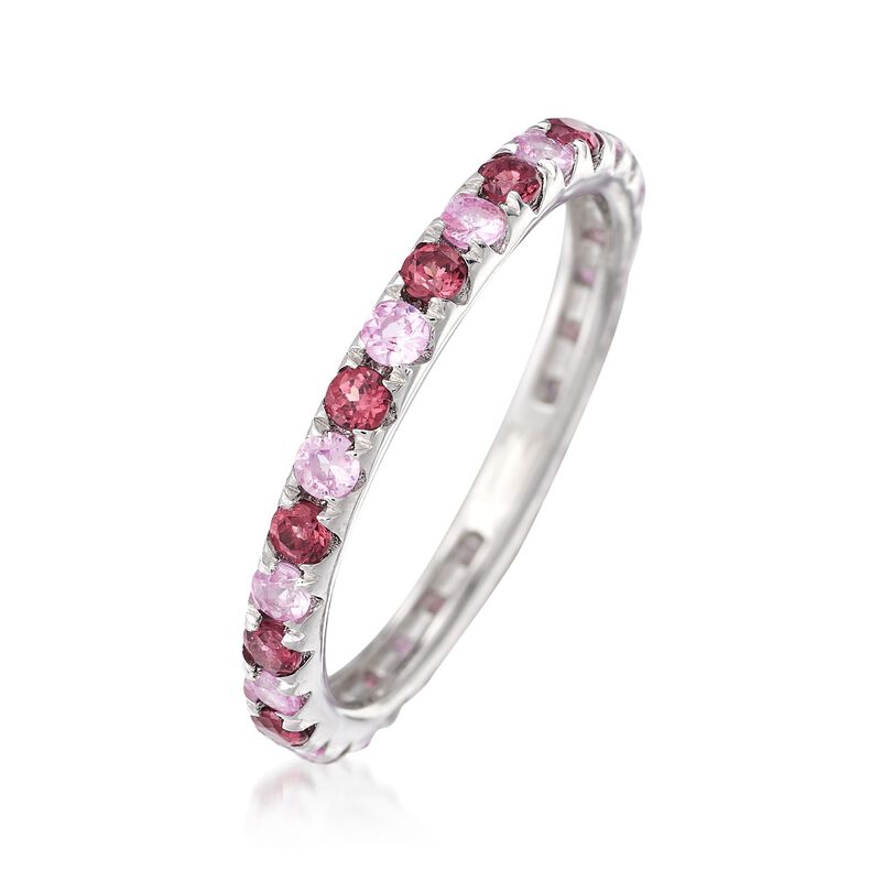 .60 ct. t.w. Rhodolite and .50 ct. t.w. Pink Sapphire Eternity Ring in Sterling Silver image number 2