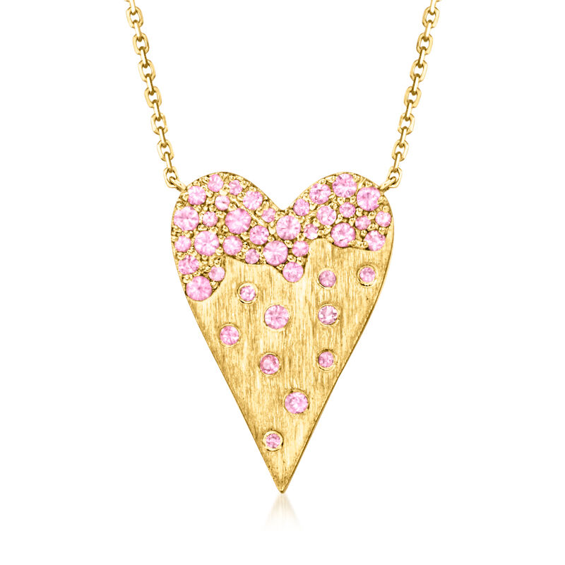 .50 ct. t.w. Pink Sapphire Heart Necklace in 14kt Yellow Gold image number 0