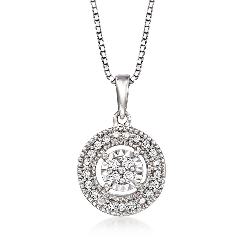 .20 ct. t.w. Diamond Jewelry Set: Circle Earrings and Pendant Necklace in Sterling Silver image number 2